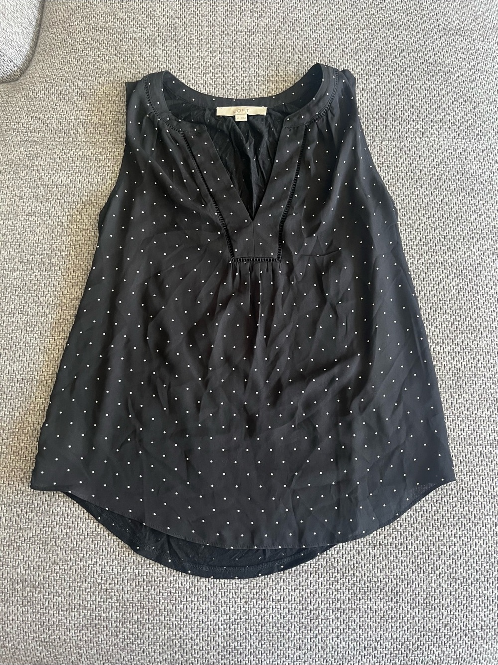 LOFT Black Sleeveless Polka Dot Camisole